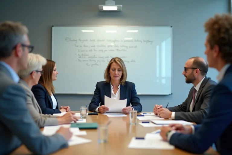 Commission d'attribution de logement social réunie autour d'une table avec des dossiers de candidature