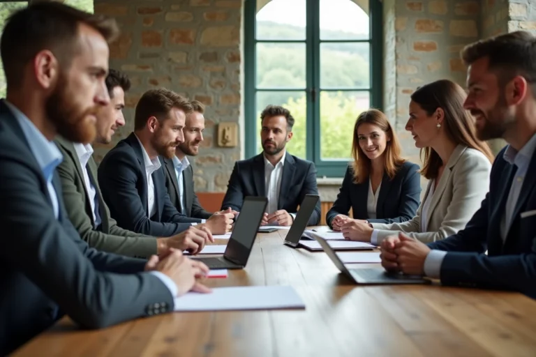 Groupe de professionnels lors d'une réunion en Bretagne